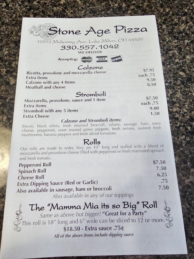 Stone Age Pizza Menu image 1